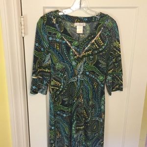 Cute multicolor 3/4 sleeve jersey dress